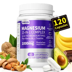 Heaisrlate[15 In 1 Magnesium Gycinate] 1000MG Magnesium Complex WIth Citrate, Malate, Carbonate, Taurate, Oxide, Easily Absorbable Calm Magnesium Supplements Support Bone, Joint, Heart & Sleep Health, Relaxation, Gluten Free, 120 Capsules