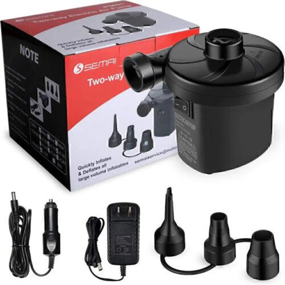 12V Electric Air Pump - Quick Inflate Multi Purpose Inflatable Pump with AC110-240V/DC12V Power Supply for Inflating Bed, Pool Raft, Boat - Camping Equipment, Camping & Hiking Sleeping Gear, Power Supply: Ac110-240V/ Dc12v