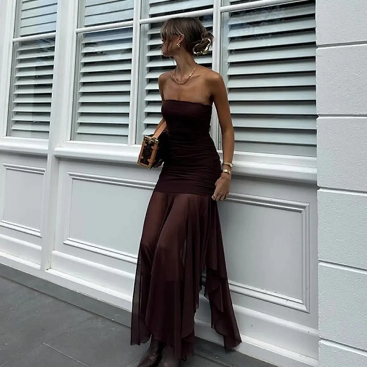 green emerald velvet dress Mesh Elegant Maxi Long Summer Backless Nightclub Party Beach Dress M / 35181blue