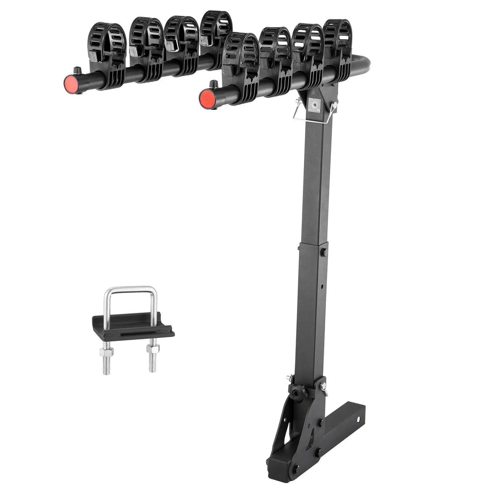 【Summerfinds】VEVOR Hitch Mount Bike Rack, 4-Bike Carrier Rack, 150 LBS Capacity Bike Rack Hitch for 2-inch Receiver, Titling and Folding Bike Carrier with No-Wobble U Bolt and Strap, for Car, SUV, Truck, RV