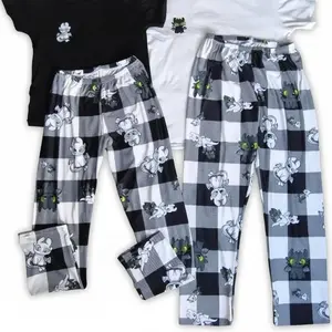 Cute Dragon Print Couple Pajama Pants – Soft Cotton Plaid Lounge Bottoms for Family (Sold Separately / Pants Only)