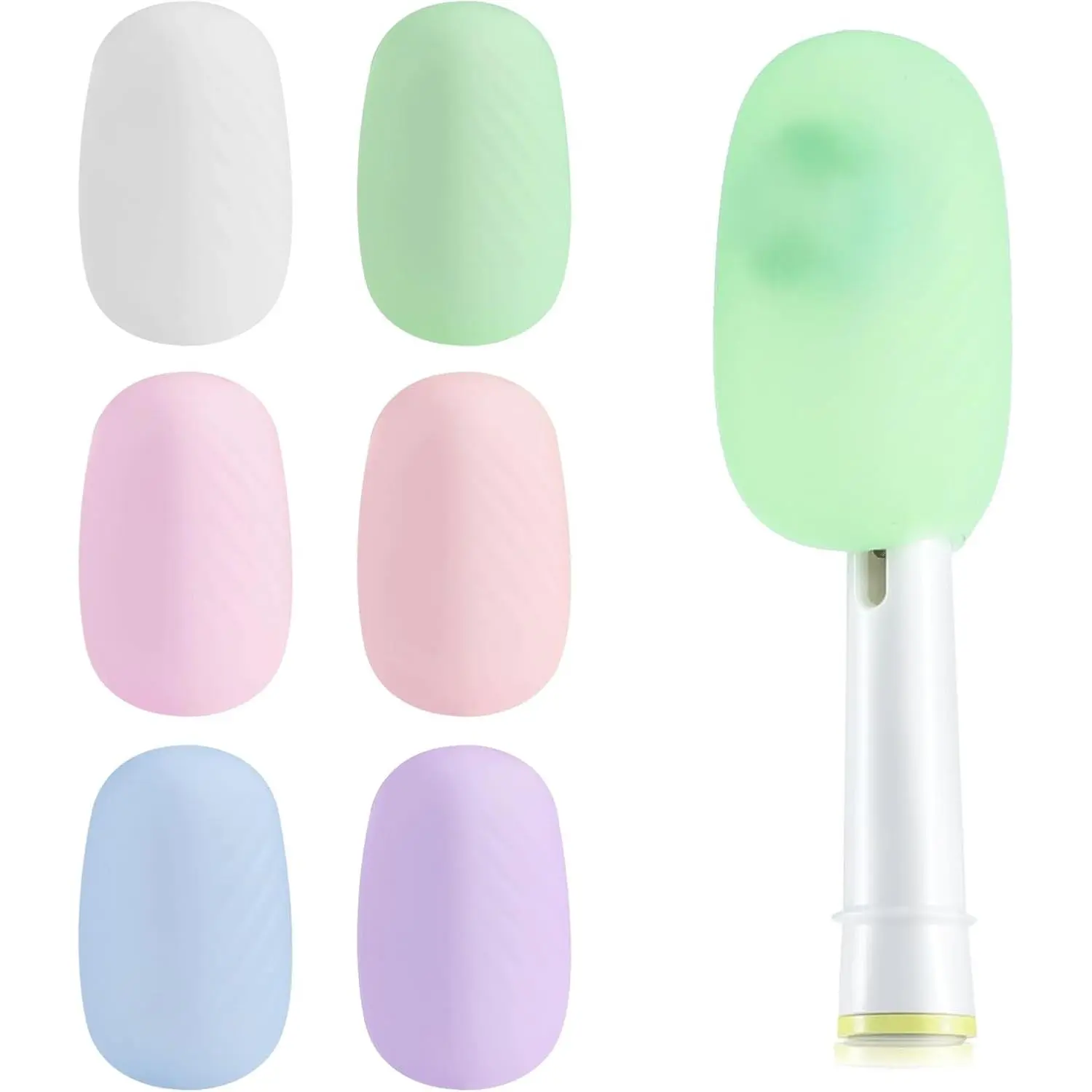 6-Pack Washable Silicone Toothbrush Kit - Bathroom Toothbrush Holder Add-On Accessory Kit for Electric, Manual Brush Heads, Comfortable Oral Care