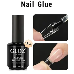 GLOZ 18ml Brush On Nail Glue, Extra Strong Adhesive for Press On Nails, Nail Tips, Acrylic Nails & Nail Extensions, Quick Dry Long Lasting Professional False Nail Bond Adhesive