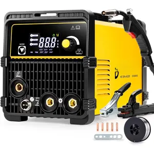135A MIG Welder,110V 3-in-1 Flux Core Gasless MIG/Stick/Lift TIG Welding Machine with Synergic Control, Large LED Display, VRD Safety, Portable IGBT Inverter Welder for Beginners, DIY &  Repair