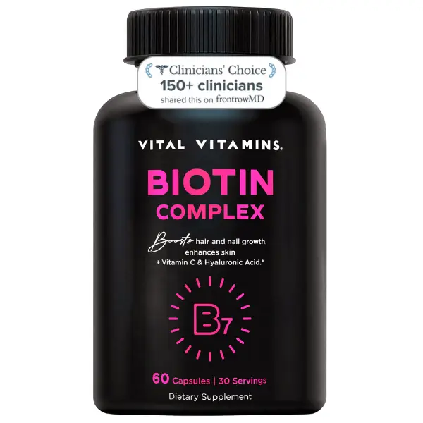 Biotin Complex 5000mcg | Hair, Skin & Nail Vitamins with Collagen, Hyaluronic Acid, MSM & Vitamin C | Beauty Supplement for Women & Men | 60 Capsules