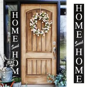 72in Black Home Sweet Home Wood Porch Sign, Front Door 6ft Outdoor Welcome Sign, Country Welcome Sign Decorated in Front Porch, Farmhouse Home Decorations Room Wooden