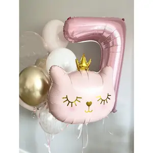 Charming Pink Cat Balloon Set for Birthday Parties - Cute Feline-Themed Party Decorations, Girls' Birthday Balloons, Cat Lover Party Kit