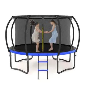 12FT Outdoor Trampoline with Inner Safety Enclosure Net, Ladder, PVC Spring Cover