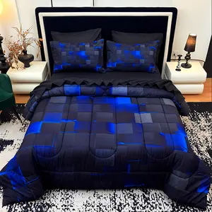 [Weekly Deals]Four Seasons Technology quilt Set 3/6/7-piece set,digital printing,available all year,a must for avant-garde bedrooms,instantly adding a cyber atmosphere,a modern room is quickly refreshed,technology-themed bedding,bedroom decoration,