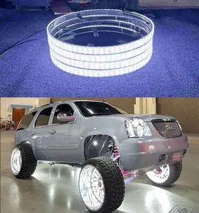 4Rolls 17.5" Quad Row Cold White LED Wheel Rim Lights Bluetooth APP Control for Car Truck SUV Pickup High Intensity Solid Color Off Road