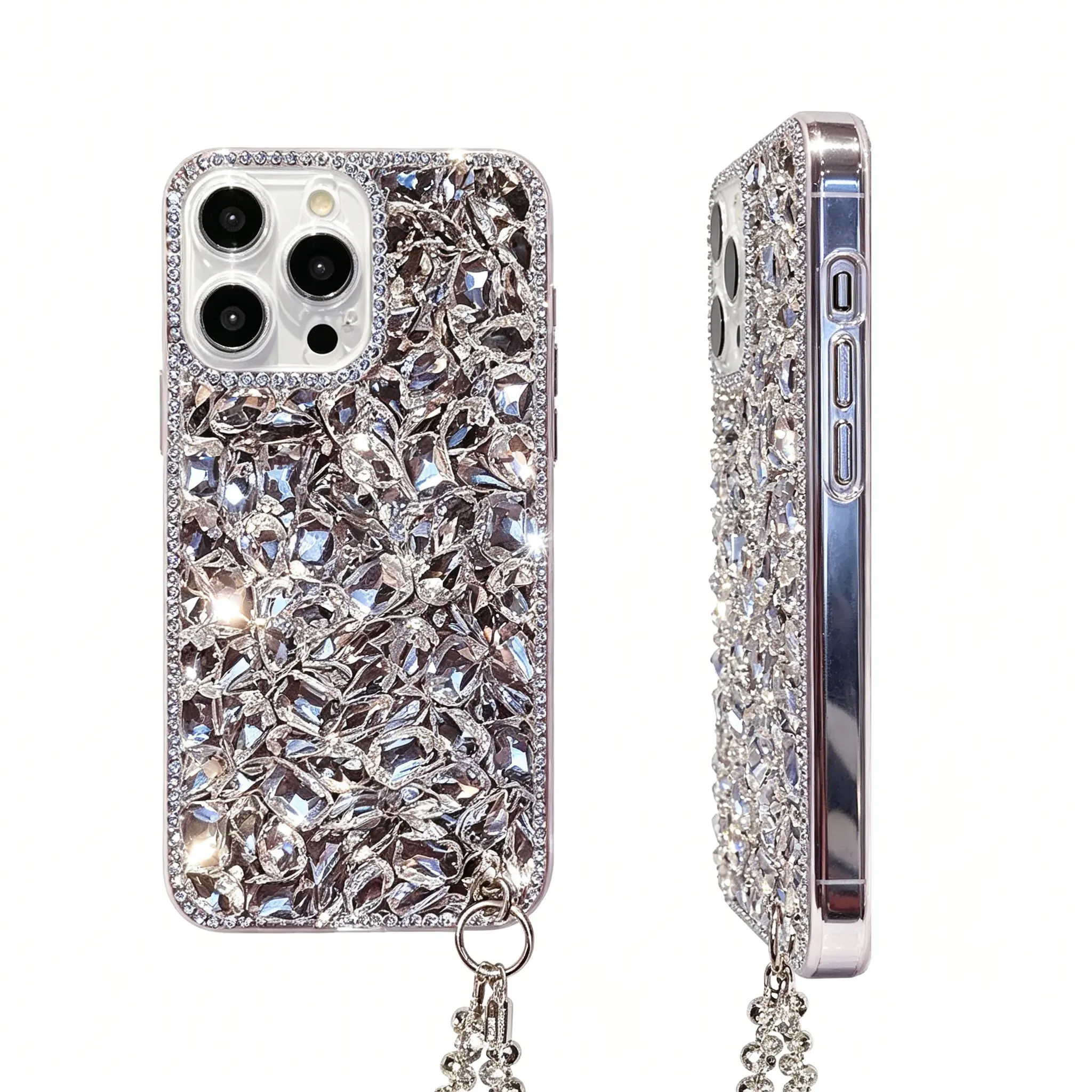 Case & Nova Luxury 3D Bling Rhinestone TPU Protective Smartphone Case for iPhone 17 Pro Max,16,15,14,13,12 - Shockproof Flex, Edge-to-Edge Gems, Camera Guard, Rustic Designer Cover with Optional Wrist Strap, Phone Accessory, Rhinestone Cover Accessories
