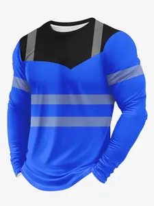 Men's Long Sleeve T-Shirt, Workwear Style 3D Print, Sporty Casual Round Neck, Breathable Polyester, Slim Fit, Outdoor Comfort