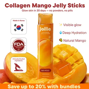 Jollie Edible Collagen Sticks, Mango Flavor – Korean-Made Healthcare Dietary Supplement with Marine Collagen, Hyaluronic Acid, Probiotics, CoQ10, Glutathione for Skin Care Glow & Hydration