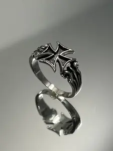 Sterling Silver Cross Ring: Rhodium Plated Christian Jewelry