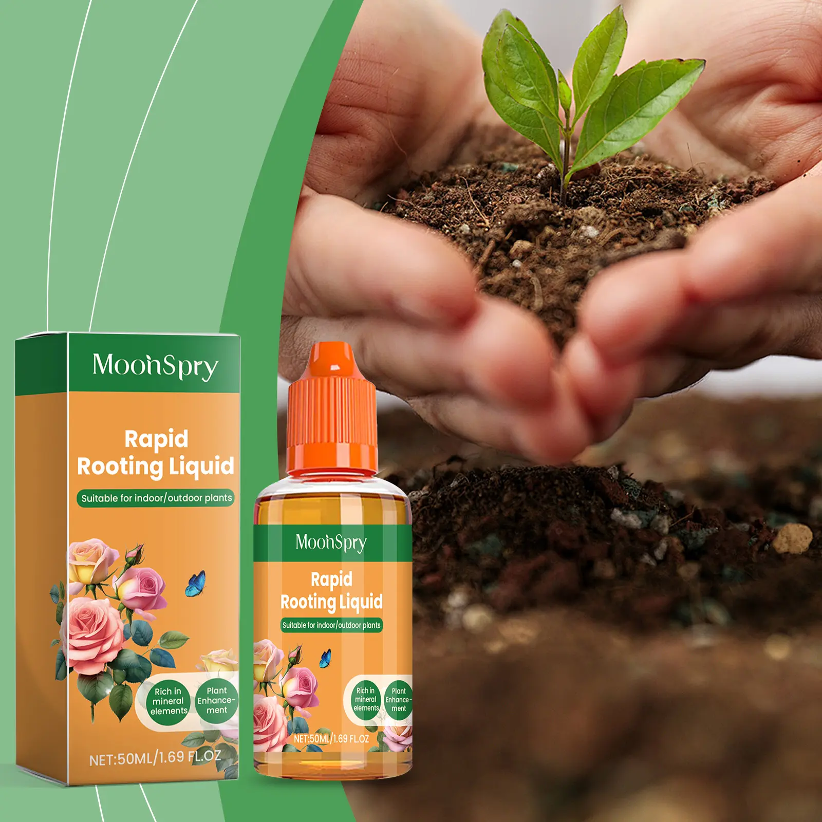 MoohSpry Rapid Rooting Liquid 50ML for Indoor Outdoor Plants Enhances Root Growth and Plant Health
