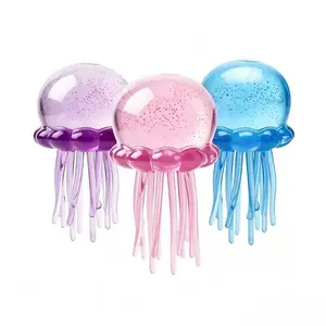 KIDGENIUS Upgraded Glitter Soft Jellyfish Squishies - Dual-Use Fidget Sensory Stress Ball, Anxiety Fidgets, Toys for Kids, ADHD & Autism Calm-Down Tools, Birthday Party Favors fun stocking stuffers