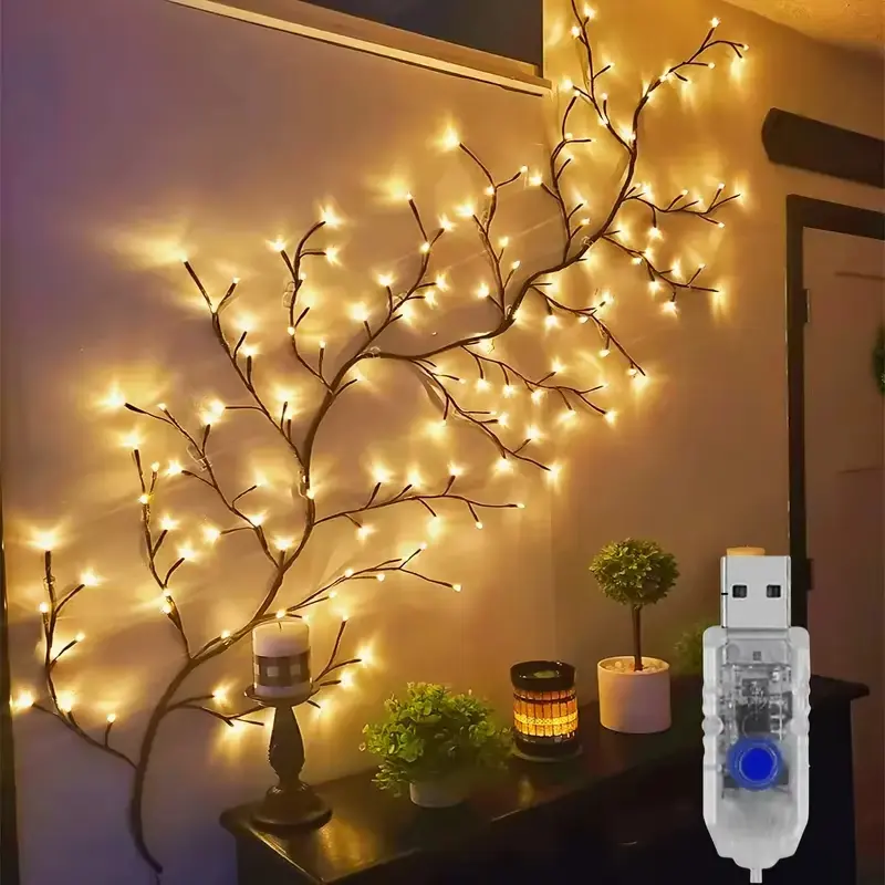 144LED Willow Vine Lights - USB-Powered 1.8m Warm Light with Switch, IP44 Rattan Tree Luminous Branches for Room Decor, Bedroom Christmas DIY Holiday Ornaments, Lights For Bedroom
