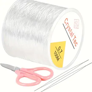Elastic Rope Bracelet Kit, Crystal Beading String with 2 Needles and Scissors, Ideal for Jewelry Making and Gift Crafting, Jewelry Making Supplies