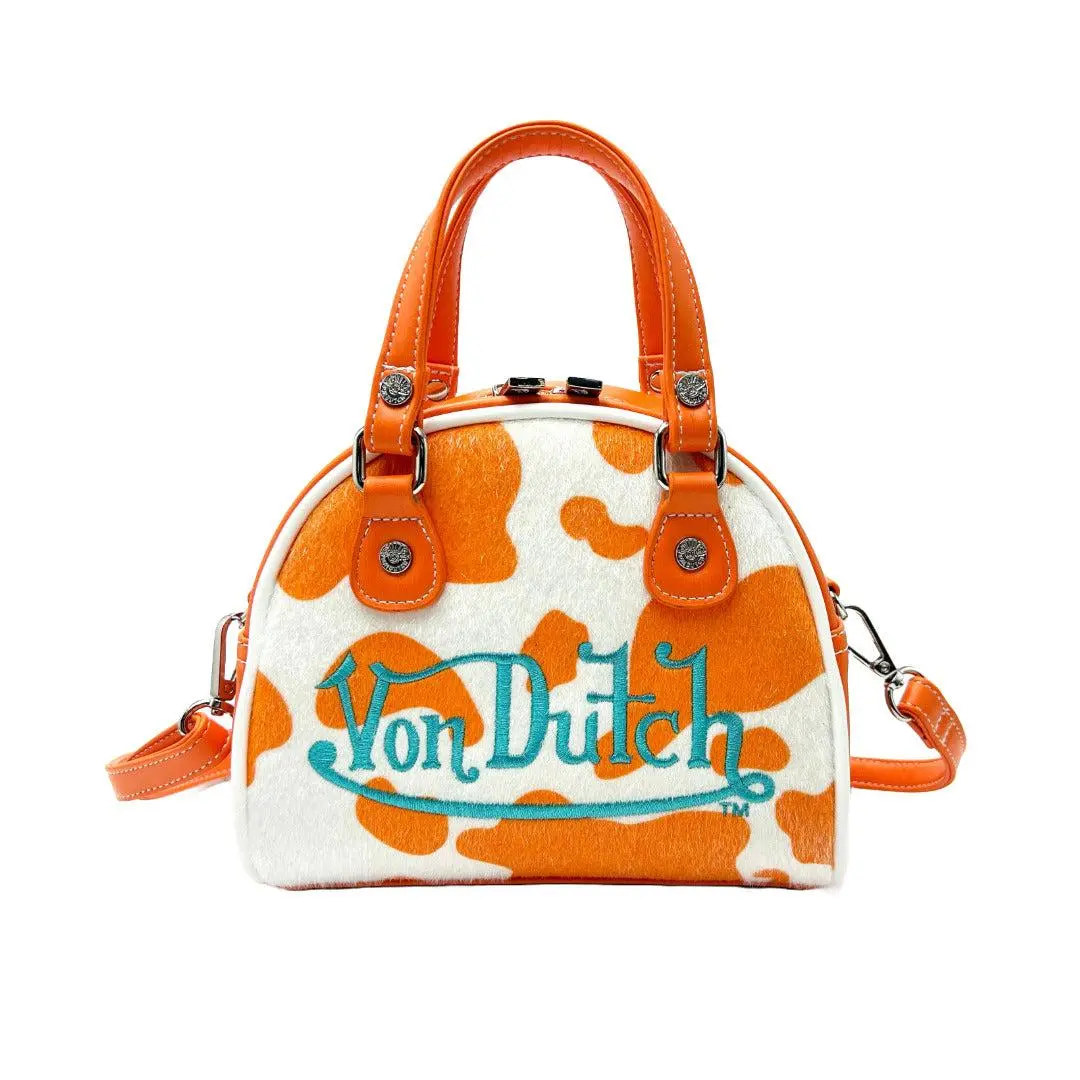 Orange Cow Print Bowling Bag