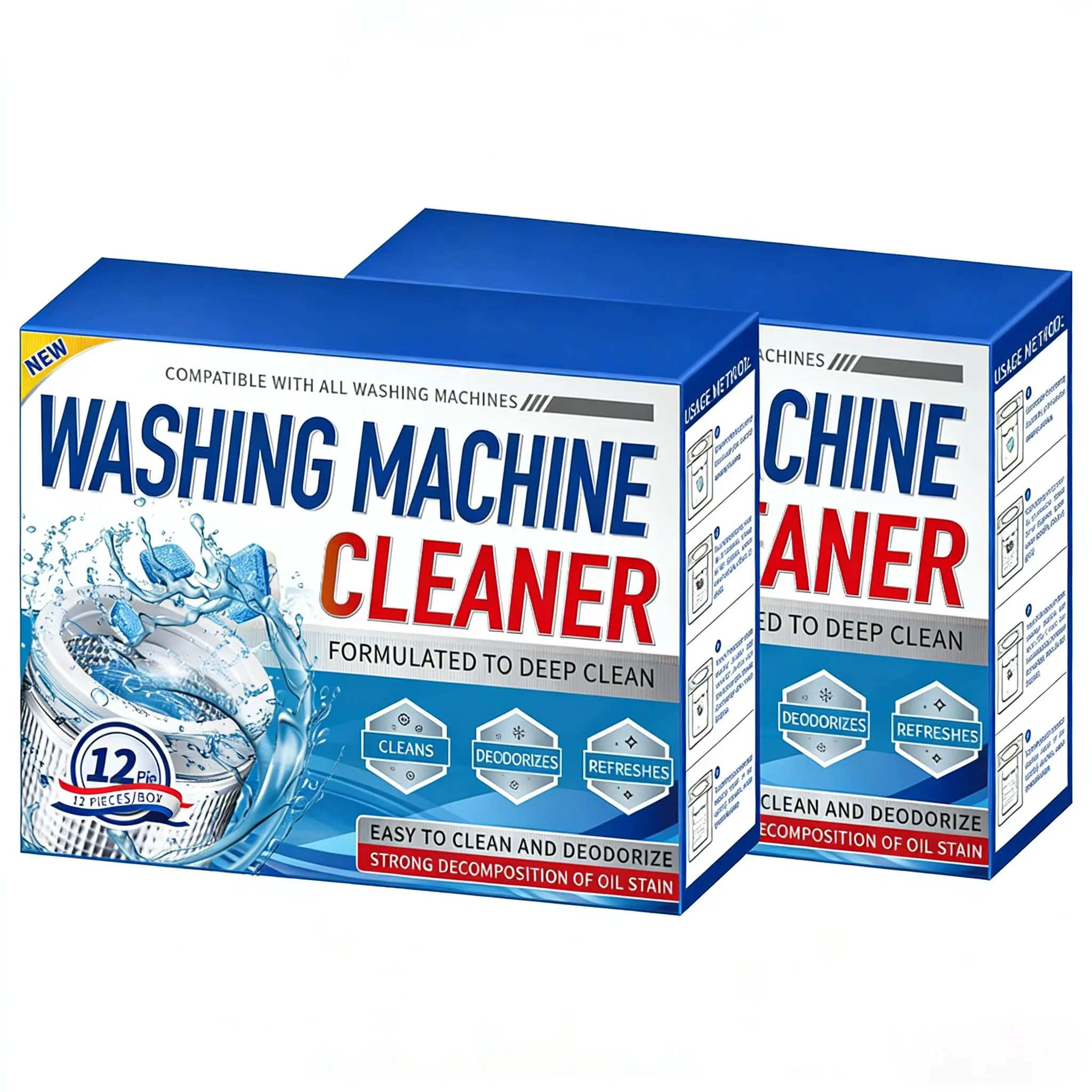 Washing Machine  Descaler, Deep Cleaning Tablets For HE Front Loader Top Load Washer,   , Clean Inside Drum And Laundry Tub Seal icemachine septic safe eco-friendly deodorizer ice maker cleaner fur remover