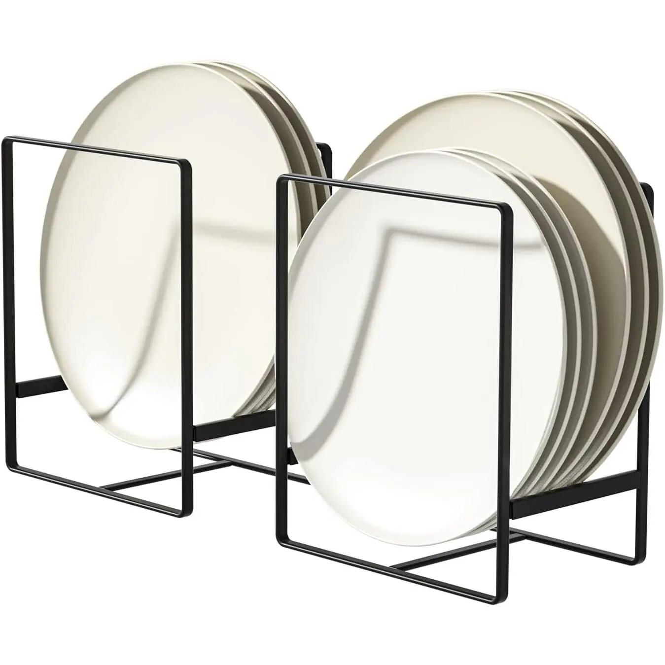 2 Pack Large Plate Holders Organizers Upright Cabinet Dish Drying Racks Metal Plate Dish Organizers Racks Stands for Countertop and Cupboard 7.87in. x 6.29in. x 4.52in. Black
