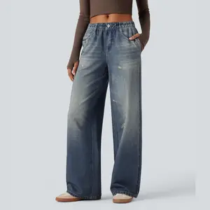 Halara Mid Rise Denim Print Casual Jeans with Pockets #SwimWeek