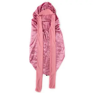 【1 Pc Long Satin Braid Bonnet】 In Pink-For Summer For Women, 2024 New Trendy Sleeping Bonnet, Suitable for Medium to Large Cap Sizes