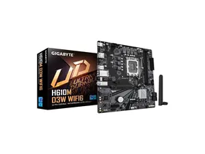GIGABYTE H610M D3W WIFI6 Intel LGA 1700 Micro ATX Motherboard, Supports 14th/13th/12th Gen Intel Processors, 5+1+1 Power Phase, DDR5, 1x M.2, PCIe 4.0 x16, USB 3.2 Gen 1, WIFI6, GbE LAN, WIFI EZ-Plug