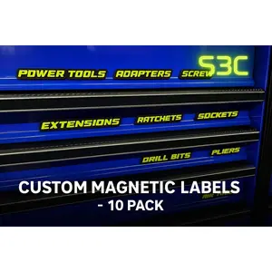 Personalized Magnetic Toolbox Labels Contoured Outline – 10 Pack Drawer Organizers For Tool Drawer Organization