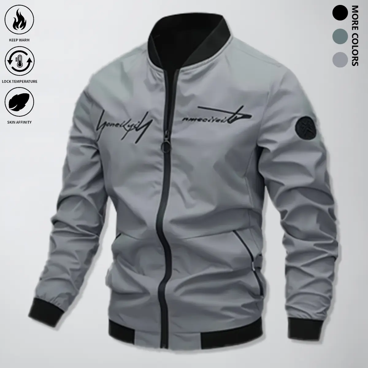 Men's Pull-On Plain Waterproof Windproof Hooded Coat - Casual Warm Long-Sleeve Outerwear with Drawstring, Zip-Up Front, Zipper Pockets for Outdoor Use, Mens Clothes, Mens Clothing, Fitted Cut, Hooded Jacket, Letter Print