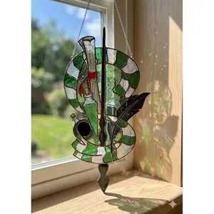 Magic Serpent Suncatcher, Green Potion Stained Glass Window Hanging, Fantasy Wizard Decor Gift for Book Fans Halloween Gift