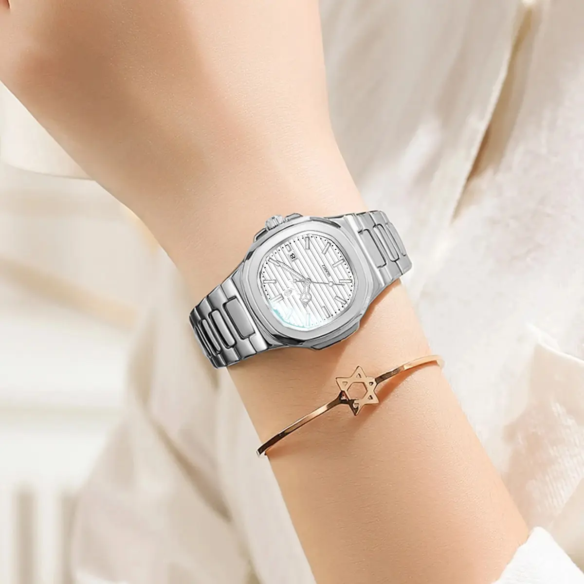 GOHUOS Top Exquisite Women's Wristwatch Waterproof Luminous Date Fashion Elegant Ladies Watches Stainless Steel Quartz Watch For Women