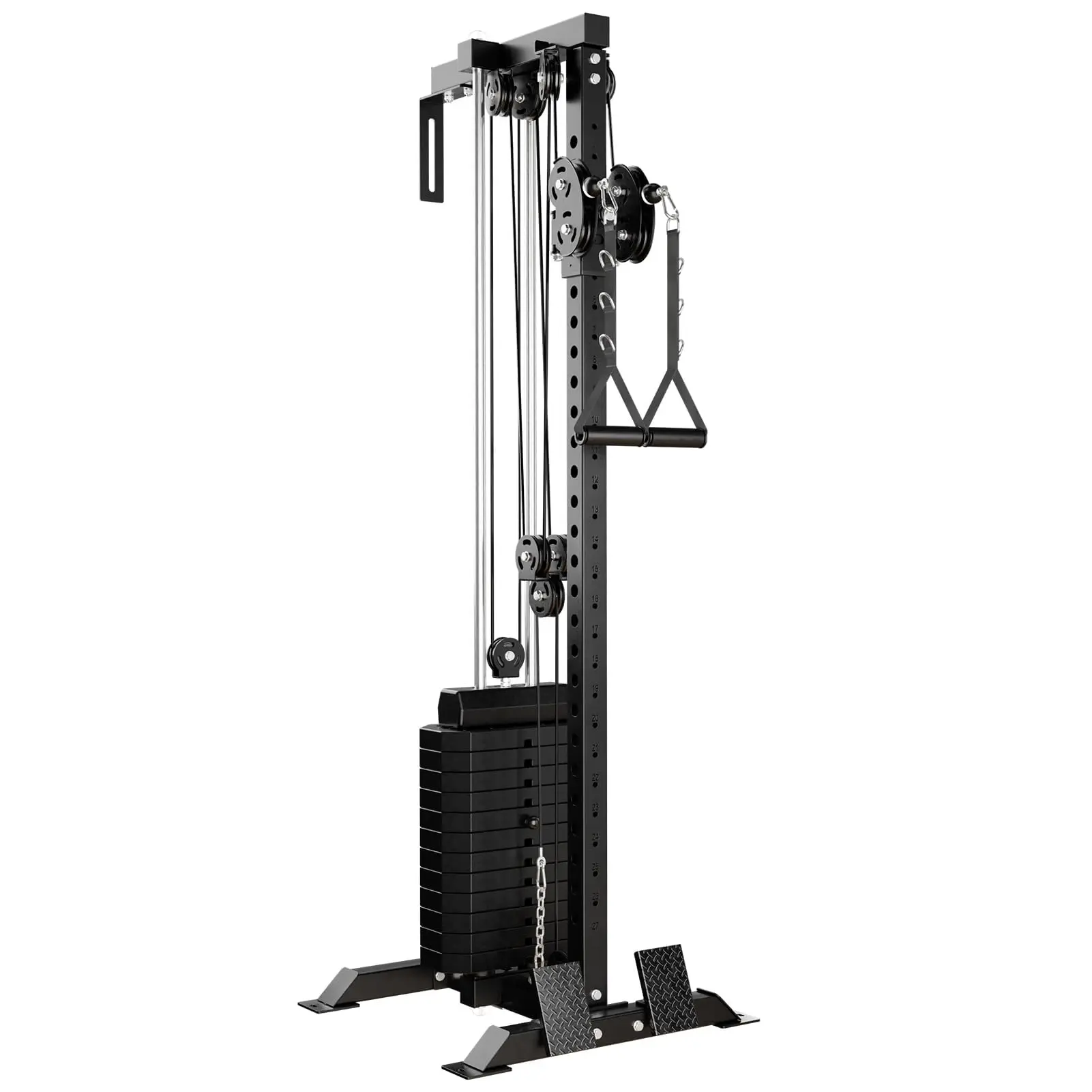 Dual Pulley Cable Machine Wall Mount with 18 Adjustable Settings for Home Gym Strength Training
