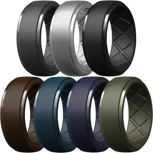 Men's Silicone Rings 10mm Wide 2.5mm Thick Rubber Wedding Bands, Multipack 1/4/7 Breathable Comfort Fit For Workout