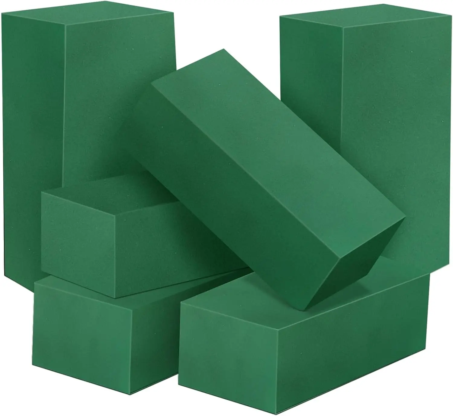 6pcs Wet & Dry Green Floral Foam Blocks - Water Absorbent, Cut-to-Shape, for Floral Arrangements, Weddings, Outdoor Weddings (Small Size 5.5” L x 3.1” W x 1.7” H)