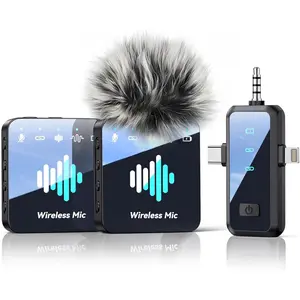 3-in-1 Microphone for iPhone: Wireless Lavalier Microphone for Camera & Android - Mini Mic - 328ft Transmission & 20H Battery Life - Vlogging with AI Noise Reduction-Whitish Black