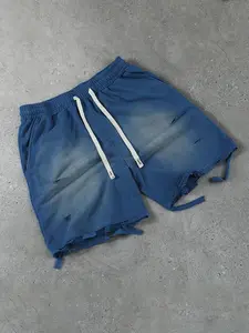 Men's Solid Color Drawstring Waist Shorts, Vintage American Style, Summer Loose Fit, Streetwear Casual Pants, Fitted Design, Plain