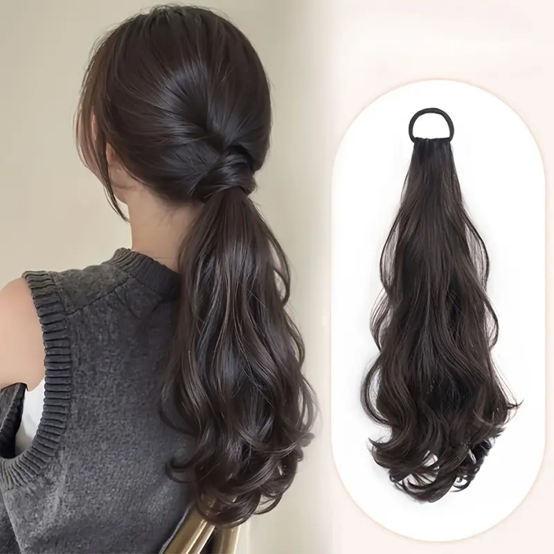 Loose wavy synthetic ponytail Hairpiece, Synthetic Hairpieces, Heat Resistant Fiber with Non Slip Elastic Band Women's Low Ponytail accessory Suitable for All Ethnicities Layered Ponytail Wearable for any Occasion Gift for Mother's Day