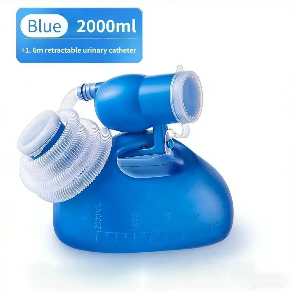 2000ml Portable Urinal for Men and Elderly, Thickened Odor-Resistant Urine Bottle with Extendable Tube, Leak-Proof with Tight Seal for Travel and Bedside Use, Tight Seal Helps Protect Bedding, Travel Accessory, Emergency Urinal Bottle, Portable Travel Toi