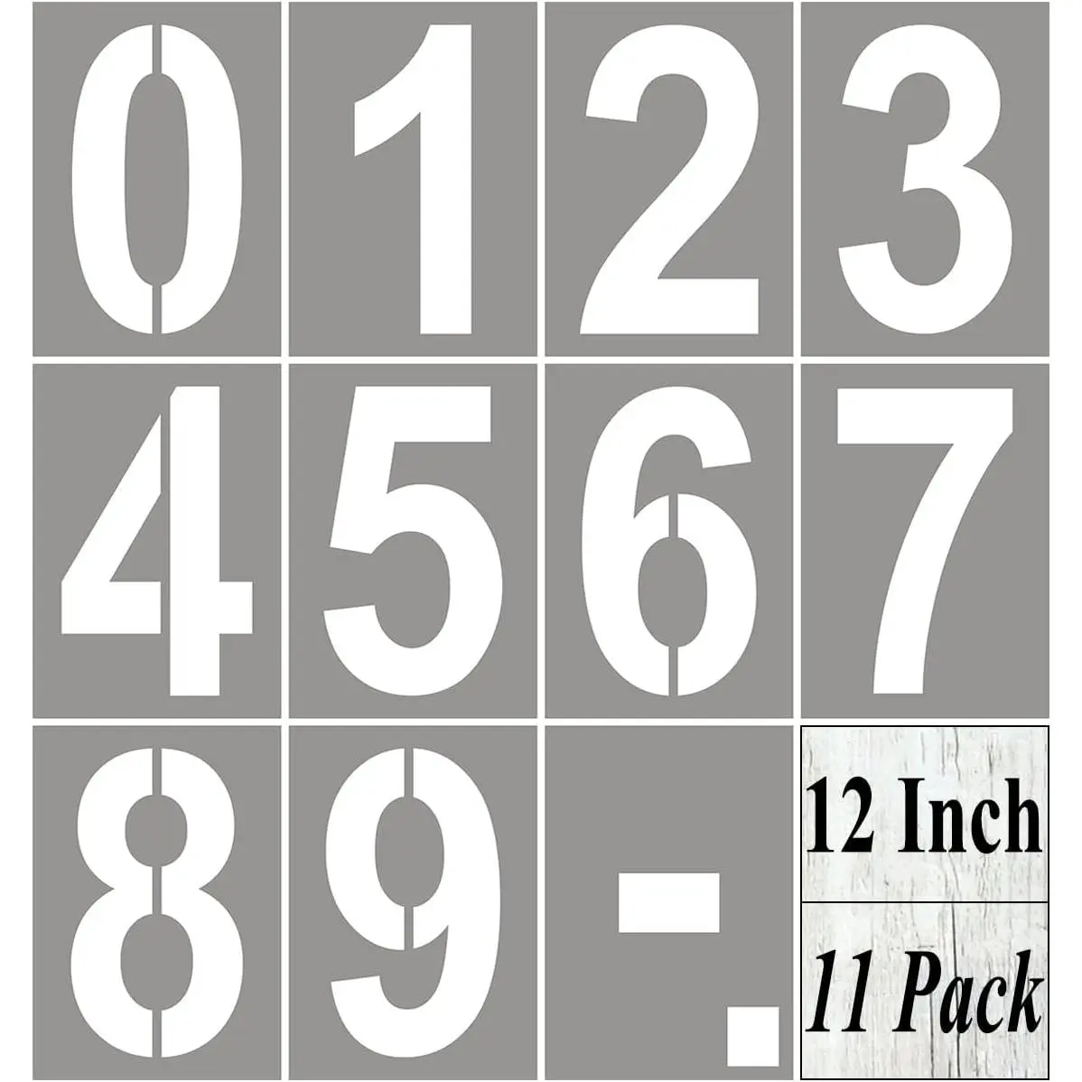12 Inch Large Number Stencils for Painting - 11 Pack Number Stencil Templates for Curb Address, Cakes, Cookies, Mailboxes and Crafts,  House Numbers Stencils for  Signs & Cement Wall Art