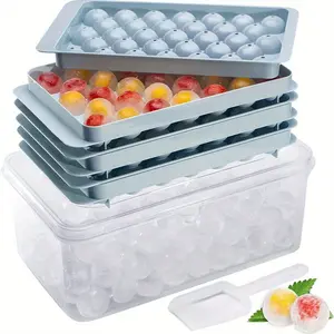 MIUVA Triple Ice Ball Mold with Lid and Case, 99 Cavities Soft Food Grade Ice Cube Tray, Ice Tray Freezer, Ice Ball Maker, Makes 1.2 Inch Ice Balls for Soft Drinks, Whiskey, Cocktails, etc., Thanksgiving tableware Christmas Gift