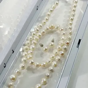 Fresh Water Cultured Pearl Set S925 Silver Necklace Bracelet Pair of Earrings Ready to Wear