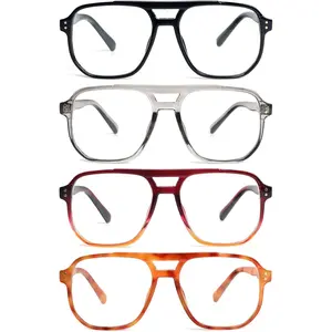Aviator Reading Glasses for Women Men,4 Pairs OversizedBlue Light Blocking Spring Hinge Readers
