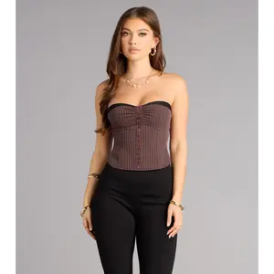 Buttoned Up After Hours Pinstripe Top