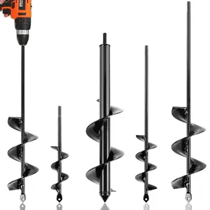 #Summervibes Auger Drill Bit for Planting Set of 4, Garden Ground Earth Spiral Drill Bits and Bulb Planter Tool for 3/8" Hex Drive Drill, for Post Hole Digger, Bulb Bedding Digging, Plant Rapid Planter