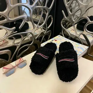 Women's Cozy Slides Collection Soft Stylish Designer Fuzzy Slippers Comfortable Indoor Outdoor Wear in Multiple Colors Classic Plush Material - Footwear