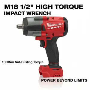 Milwaukee M18 FMTIWF12 18V Impact Wrench, 1000Nm Torque for Heavy-Duty Automotive Repair tool kit set Cordless Drill Household Multi-Function Electrician machine power diy heavy duty great gift workshop use work