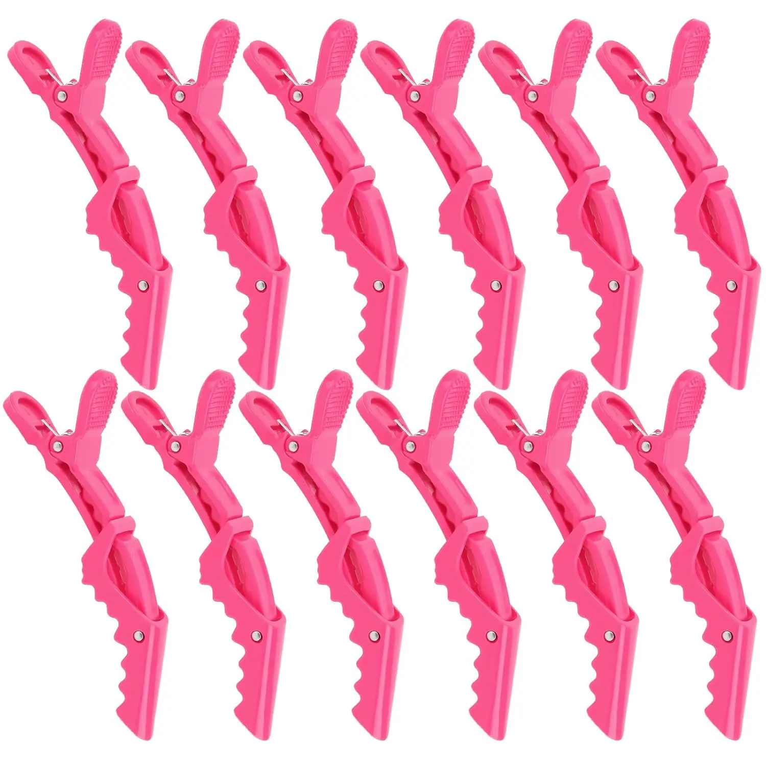 12Pcs Hot Pink Alligator Hair Clips for Styling Sectioning Makeup Large Duck Billed Hair Clips No Crease Hair Clip Alligator Clips for Thin Thick Hair Hair Styling Accessories for Women Girls