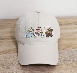 Custom Embroidered Dad Cap with Photo Inside Letters, Personalized Father's Day Gift, Embroidered Dad Hat for Fathers Day,Minimalist Dad Cap