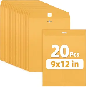 Envelops, 9"x12" Brown Kraft Envelopes with Clasp Closure, 28-lb Paper Mailing Envelopes, 20 Count, Great for Filing, Storing or Mailing Documents
